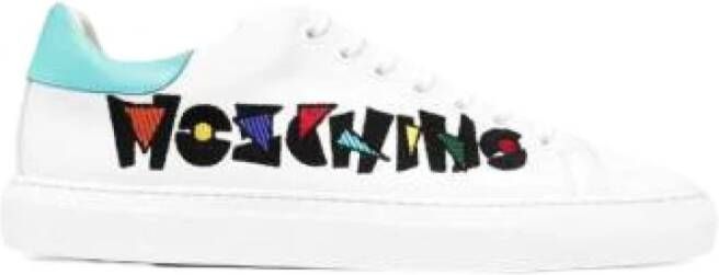 Moschino Lage sneakers met rond logo White Heren