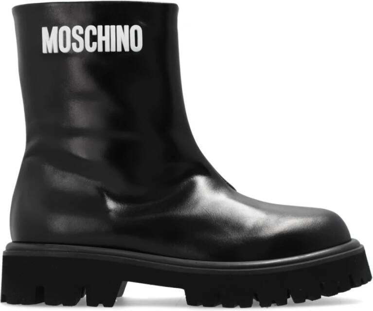 Moschino Leren enkellaarzen Zwart Dames