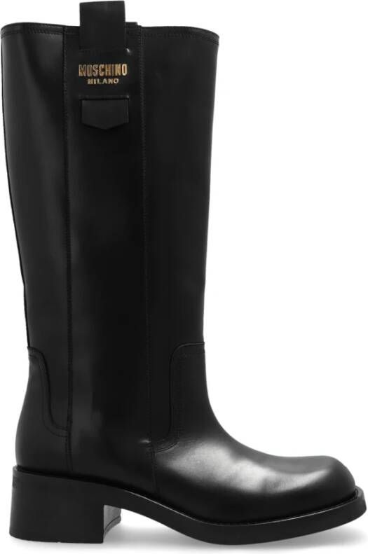 Moschino Leren laarzen Black Dames