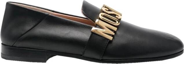 Moschino Gouden Metallic Letters Loafers Black Heren