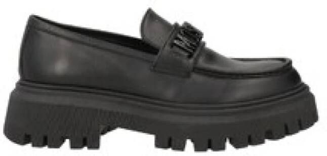 Moschino Logo Lettering Loafers met Chunky Sole Black Dames