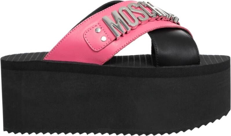 Moschino Logo Lettering Wedges Black Dames