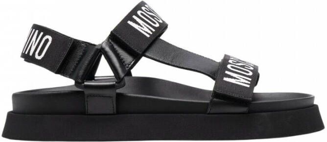 Moschino Logo Tape Platform Sandals Zwart Dames