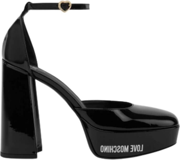 Moschino Love Dames Plateau Sandaal Zwart Lakleer Black Dames