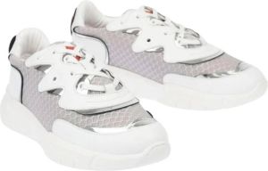 Moschino Love Leather and Fabric Sneakers Running35 with Logoed Heart 40 IT Wit Dames