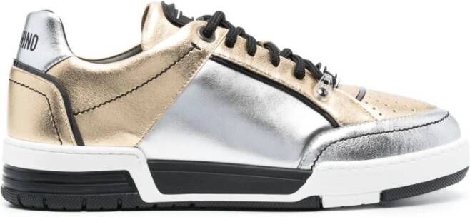 Moschino Metallic Low-Top Sneakers Beige Heren