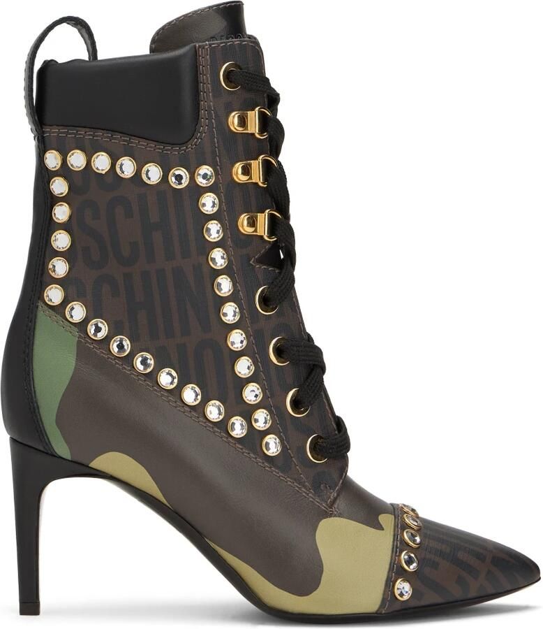 Moschino Enkellaars met Hak en Decoratieve Studs