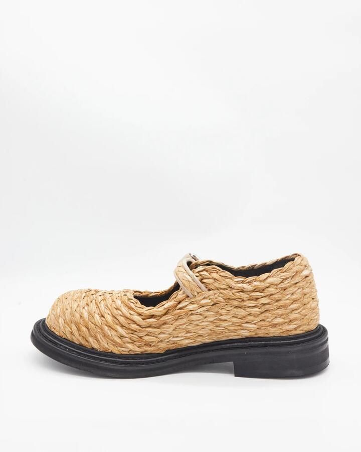 Moschino Handgeweven Beige Raffia Sandalen met Ronde Neus