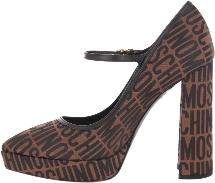 Moschino Jacquard Logo Mary Jane Pumps Bruin