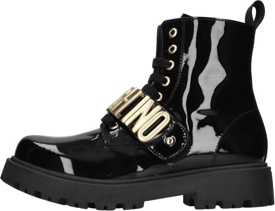 Moschino Lederen enkellaarsjes met lakafwerking