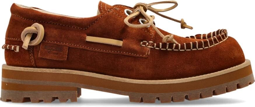 Moschino Loafers met suède en rijgstiksels