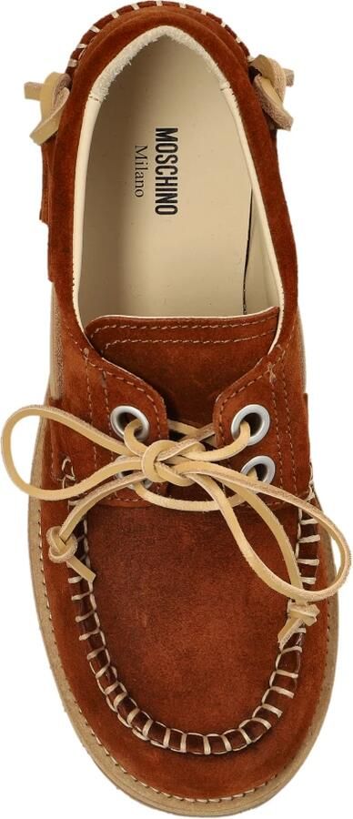 Moschino Loafers met suède en rijgstiksels - Foto 5