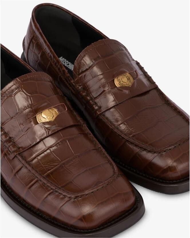 Moschino Mocassins van kalfsleer met krokodillenprint - Foto 2