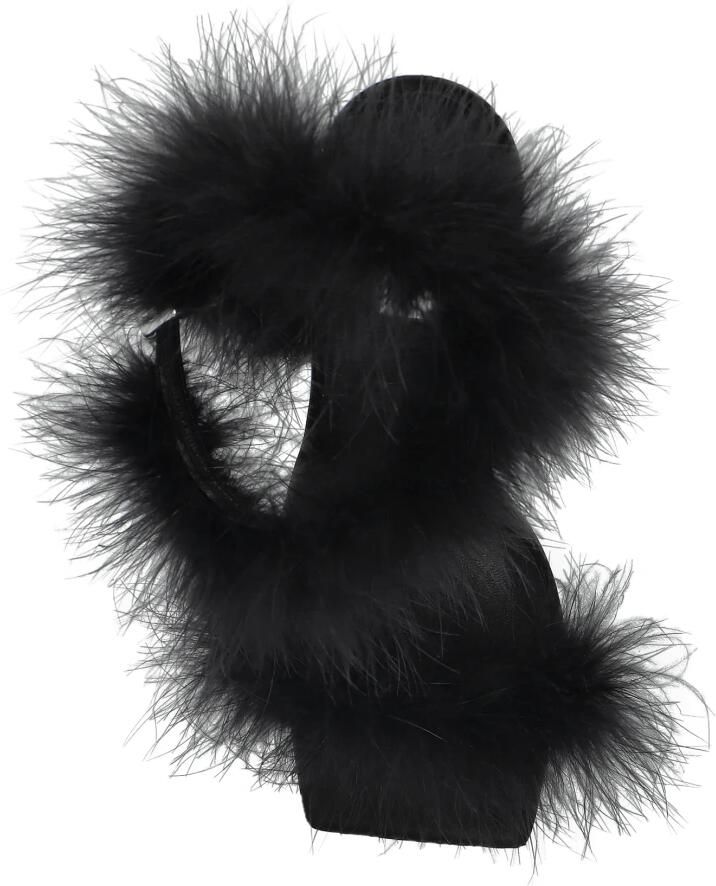 Moschino Satijnen Sandalen Met Veren - Foto 2