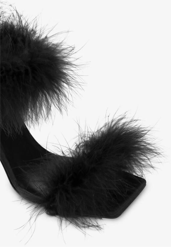 Moschino Satijnen sandalen met veren - Foto 2