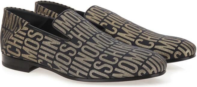 Moschino Zwart Goud Logo Lurex Loafers