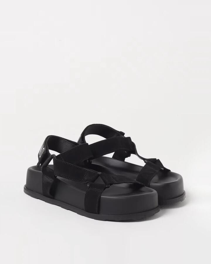 Moschino Zwarte Sandaal met Logoprint en Plateauzool