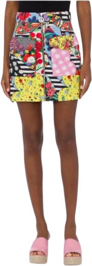 Moschino Patchwork Minirok met Vredessymbool Rits