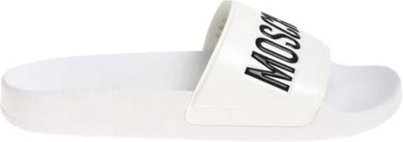 Moschino Witte Ergonomische Zwembadsandalen met Logo Detail White Heren
