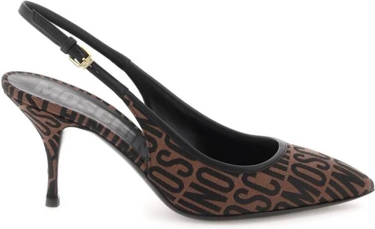 Moschino Jacquard Logo Slingback Pumps Brown Dames