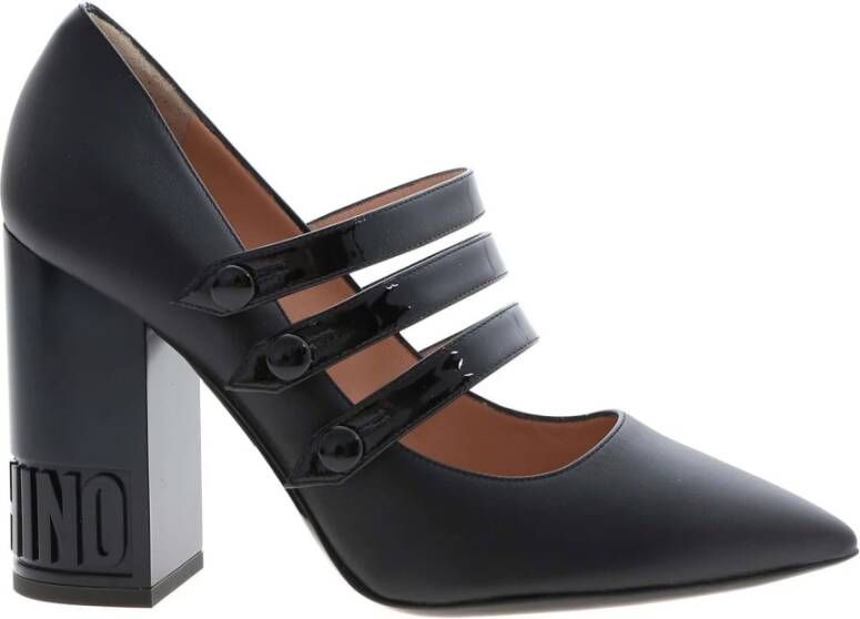 Moschino Stijlvolle Zwarte Leren Pumps Black Dames