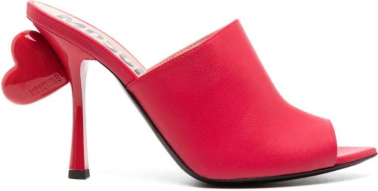 Moschino Rode Slip-On Sandalen met Hartdetail Red Dames