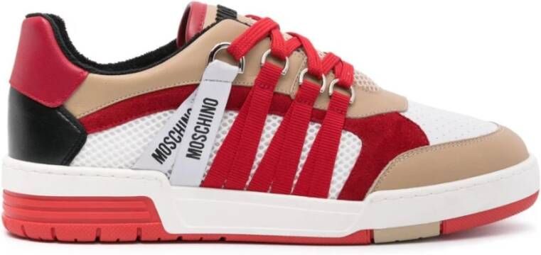 Moschino Rode Sneakers met Kalfsleer en Mesh Panelen Red Heren