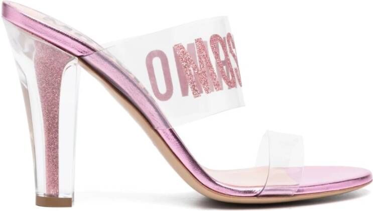 Moschino Roze Logo-Print Mules Pink Dames