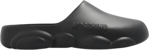 Moschino Logo Embossed Round Toe Slippers Zwart Heren