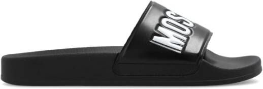 Moschino Rubberen slippers met logo Black Dames