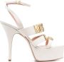 Moschino Beige Sandalen met Hoge Hak en Logo Motief Beige Dames - Thumbnail 1