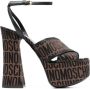 Moschino Bruine Logo-Print Plateau Sandalen Brown Dames - Thumbnail 1