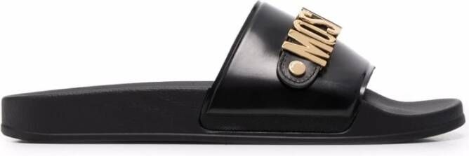 Moschino Zwarte platte schoenen voor heren Black Heren