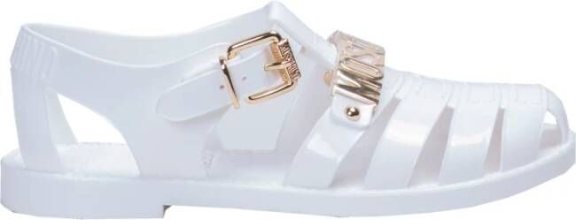 Moschino Metallic Letters Jelly Sandal White Dames