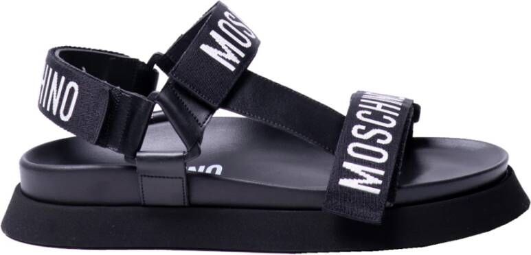 Moschino Logo Platte Sandalen Black Dames