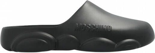Moschino Logo Embossed Round Toe Slippers Zwart Heren