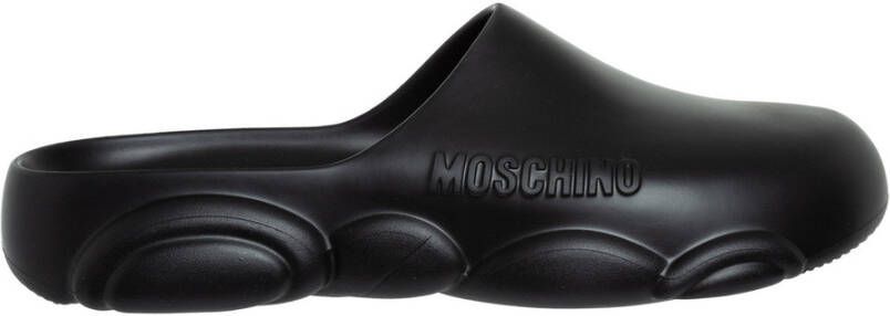 Moschino Logo Embossed Round Toe Slippers Zwart Heren