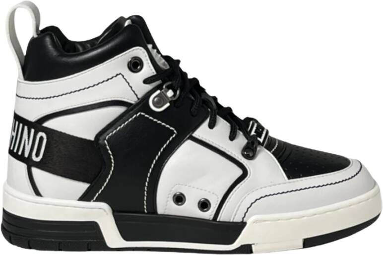 Moschino Leren Sneakers Upgrade Stijlvol Casual Cool Black Heren