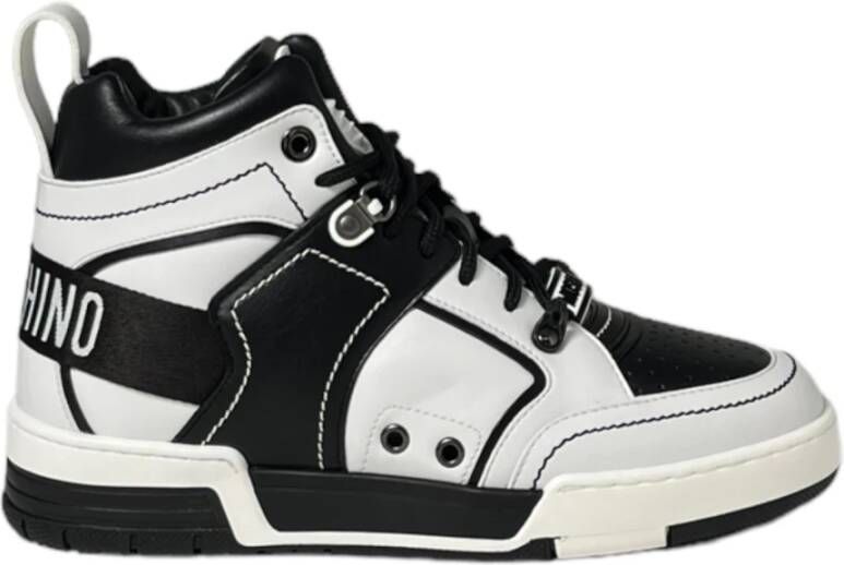 Moschino Leren Sneakers Upgrade Stijlvol Casual Cool Black Heren