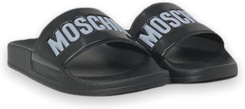 Moschino Slippers Sabotd Pool25 Pvc Logo in zwart