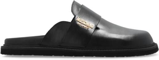 Moschino Slippers met logo Black Heren