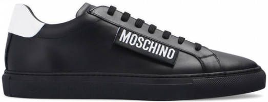 Moschino Verhoog je stijl met zwarte en witte logo sneakers Black Heren