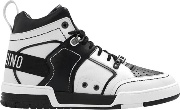 Moschino Leren Sneakers Upgrade Stijlvol Casual Cool Black Heren