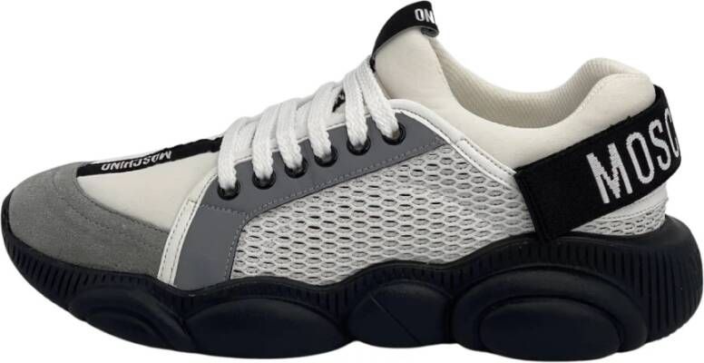 Moschino Teddy Sneaker in wit zwart en grijs White