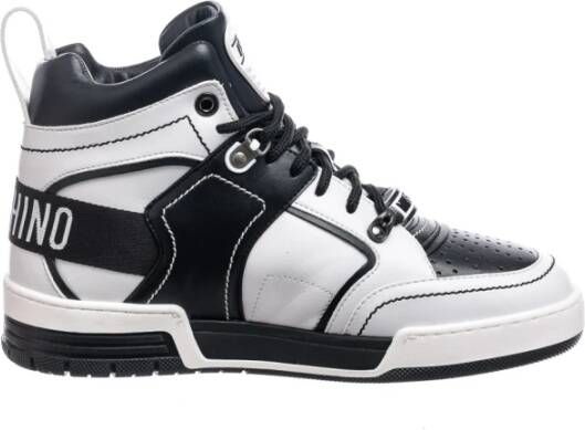 Moschino Leren Sneakers Upgrade Stijlvol Casual Cool Black Heren