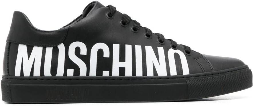 Moschino Zwarte casual sneakers met contrasterend logo Black Heren
