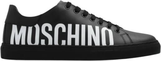 Moschino Zwarte casual sneakers met contrasterend logo Black Heren