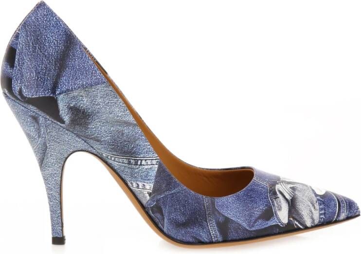 Moschino Vintage Denim Patchwork Pumps Blue Dames