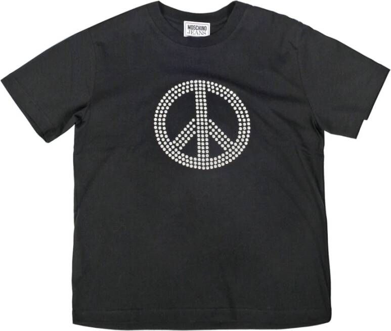 Moschino Vredessymbool Katoenen T-shirt met Strass
