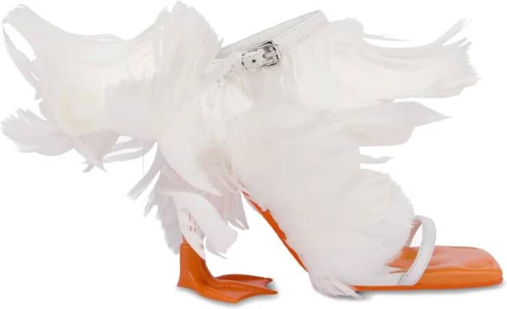 Moschino Witte Eend Sandaal met Echte Veren